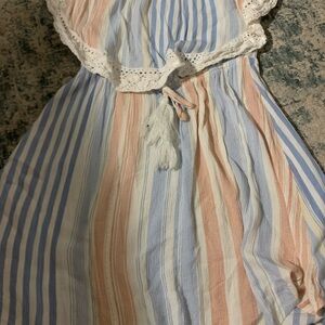 Ocean Drive Blue and Pink Off-the-Shoulder Sundress